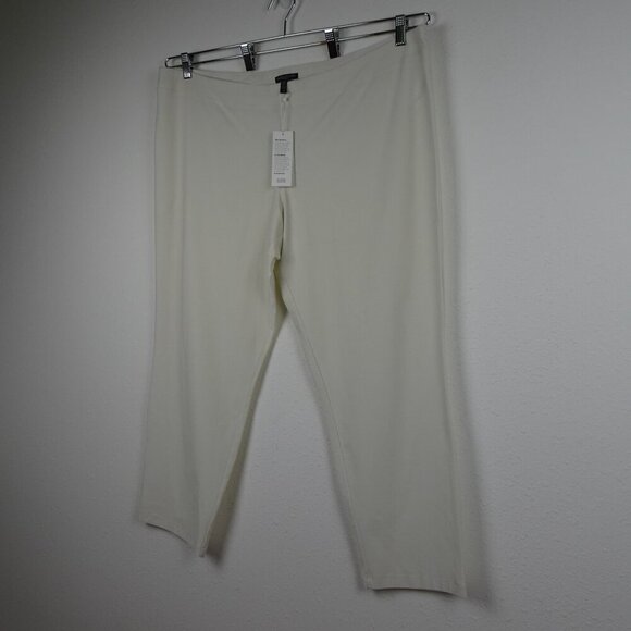 Eileen Fisher Slim Ankle Pants Women's Plus Size 3X Ivory Washable Stretch Crepe - Picture 5 of 12